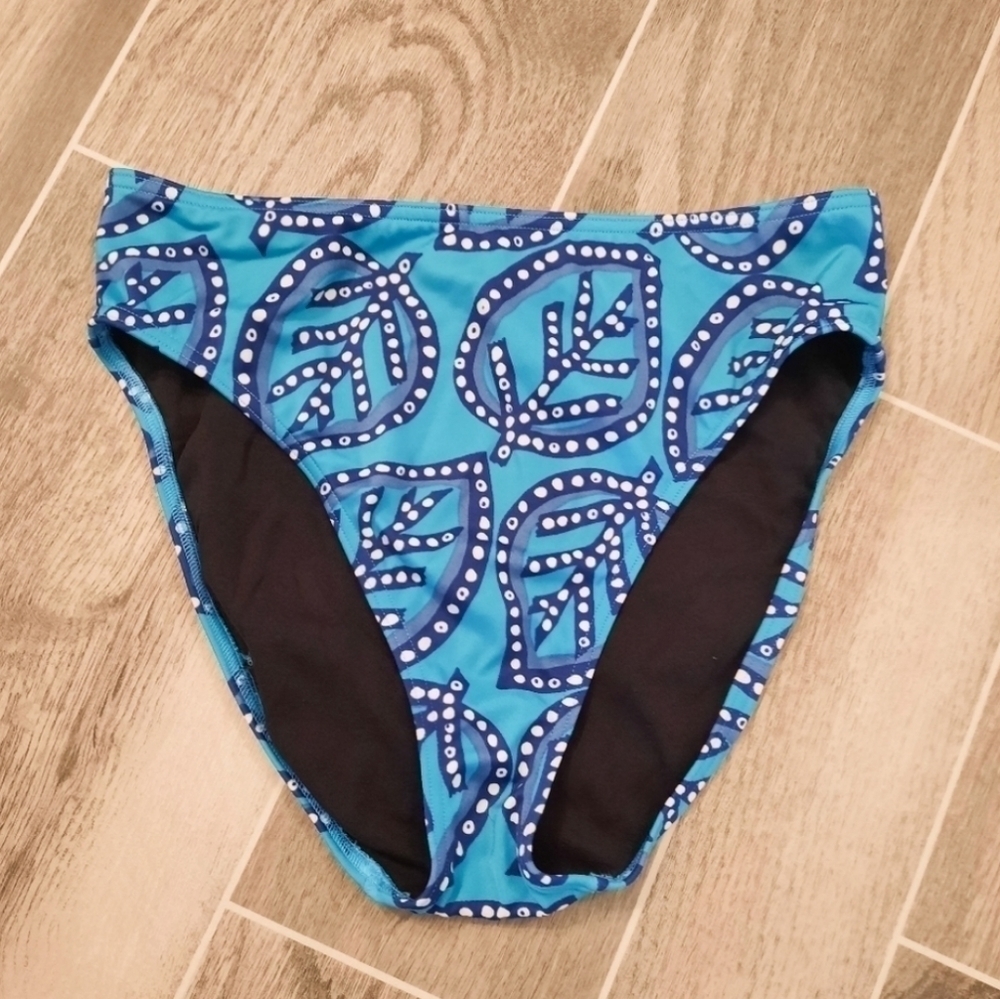Victoria's Secret Blue Leaf High Waisted Bikini Bottom M